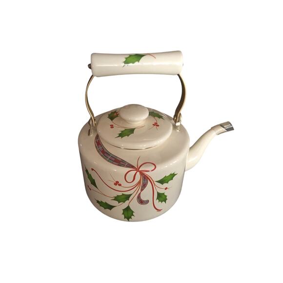 Vintage Discontinued Lenox 2001 Christmas Noveau Gold Tea Kettle New - Picture 1 of 9